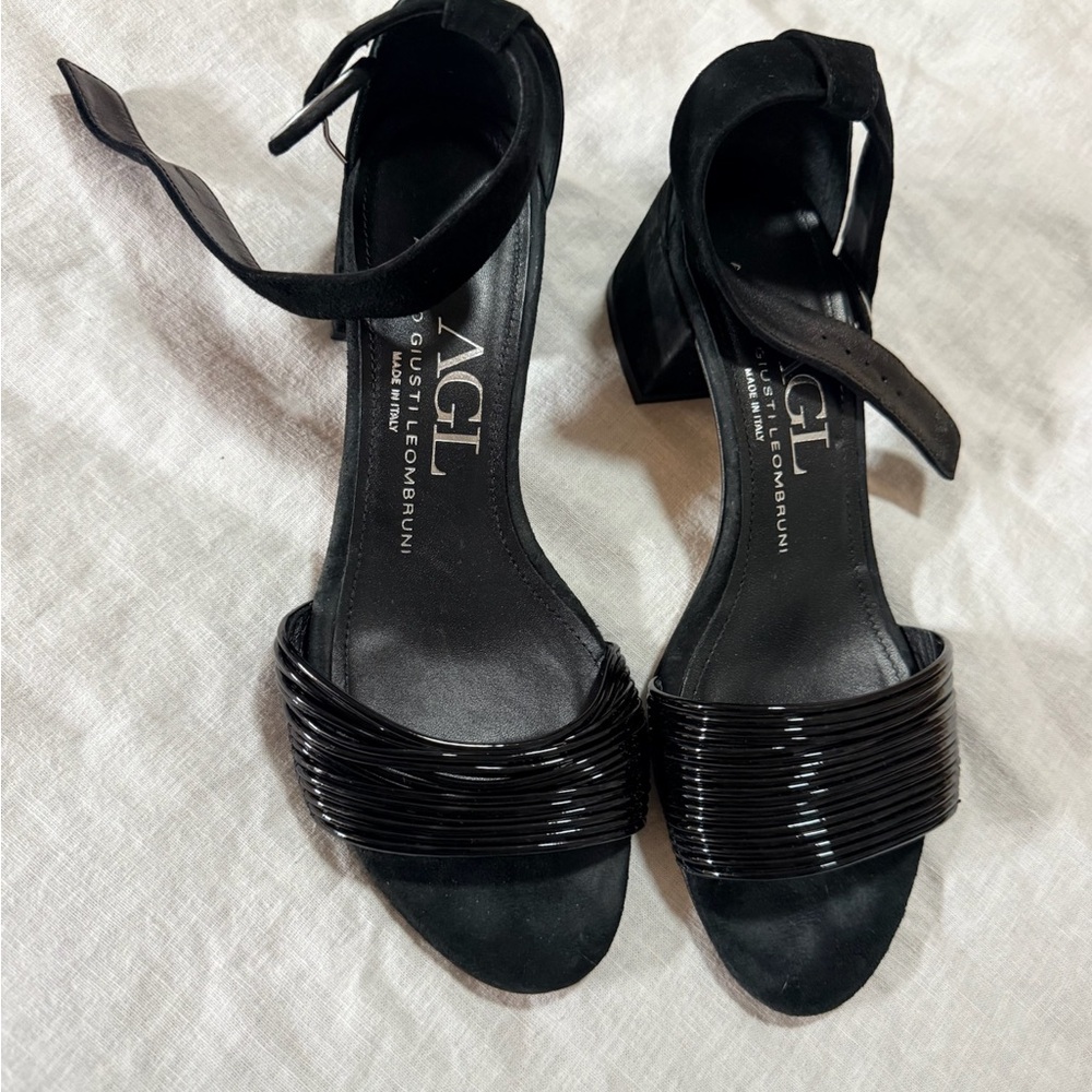 AGL Black Patent Strappy Heels